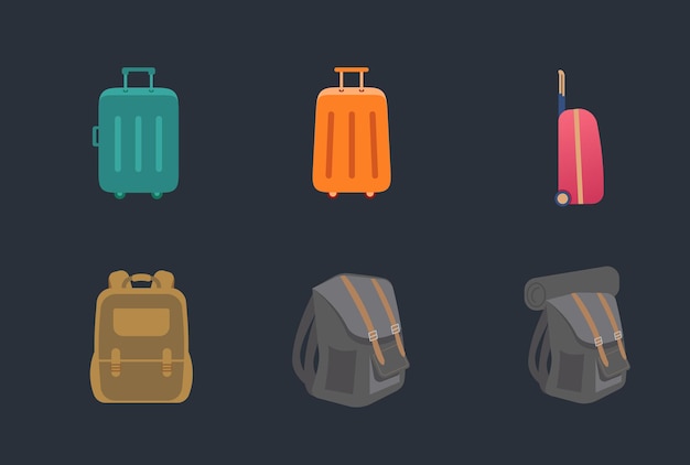 Vector set of baggage and suitcase