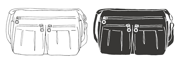 Vettore set di borse borse isolate su sfondo bianco illustrazione vettoriale in stile schizzo