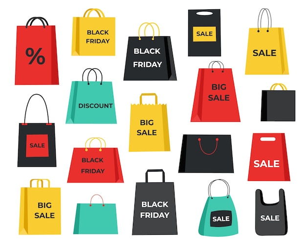 Vector set bags black friday