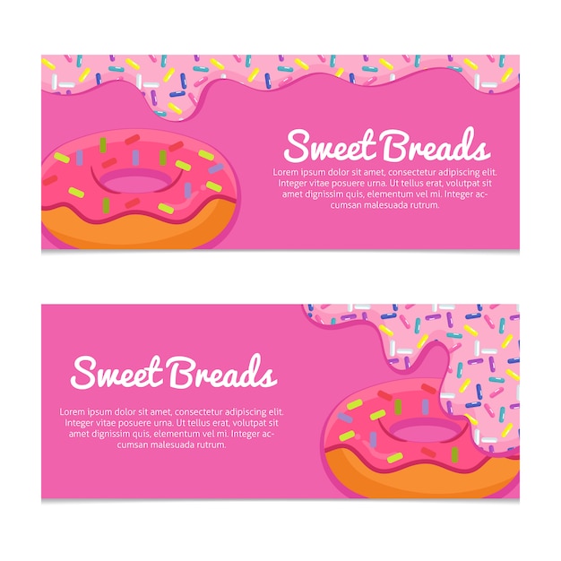 Set of Bakery Banners in Pink 