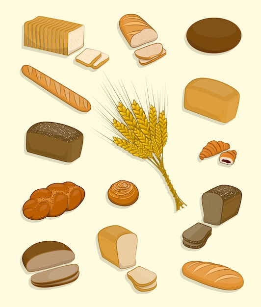 Vector set of bakery and confectionery on a white background.