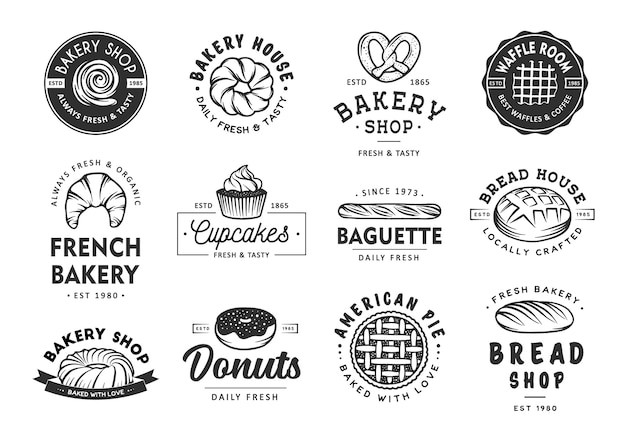 Vector set of bakery labels, badges, emblems and logo