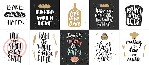 Set of   bakery lettering posters