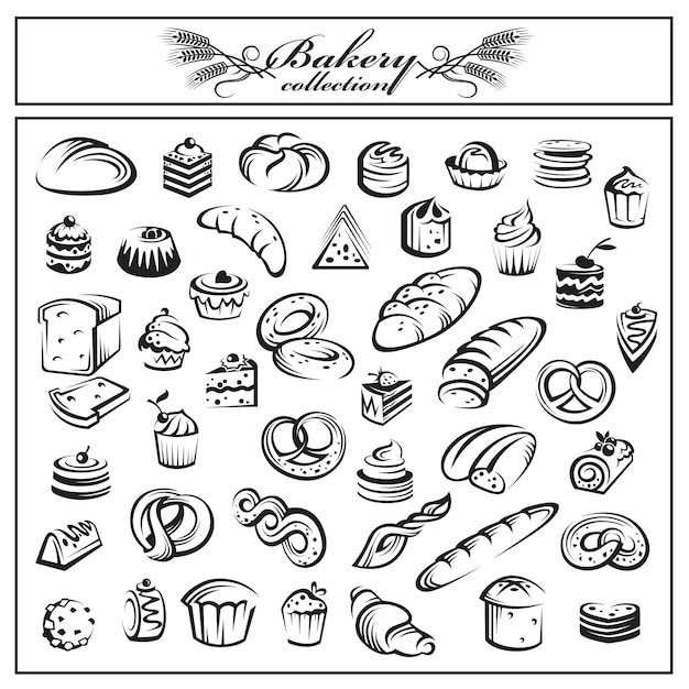 Vector set of bakery products