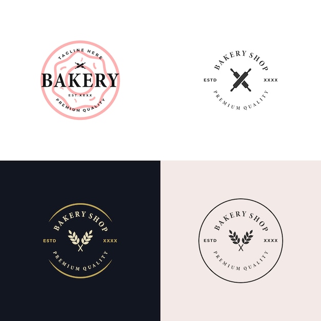 Set bakery shop logo design vector illustration