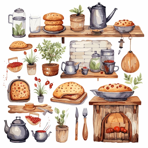 Vector set baking country keuken clipart