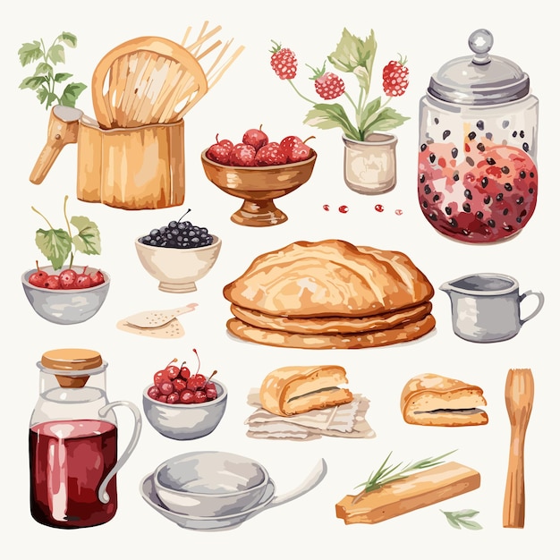 Vector set baking country kitchen clipart