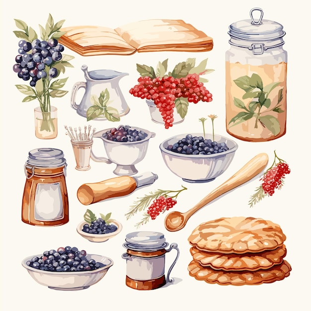 Vector set baking country kitchen clipart