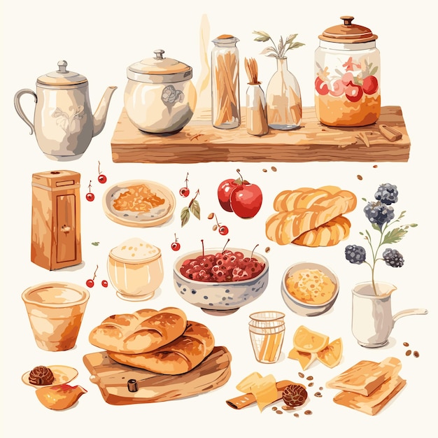 Vector set baking country kitchen clipart