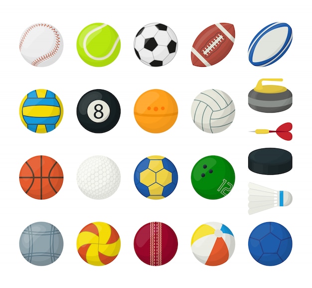 Set ballen voor verschillende soorten sport, geïsoleerd op wit