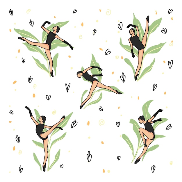 Vector set of a ballerina girl