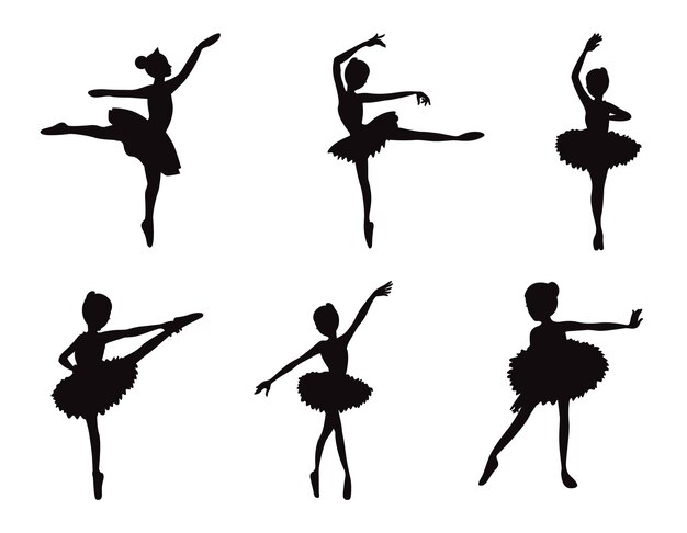 Set of ballerina isolated vector silhouettes