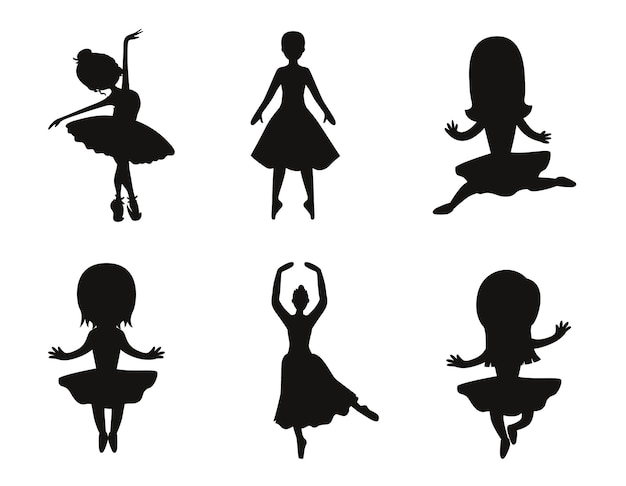 Set of Ballerina isolated vector Silhouettes