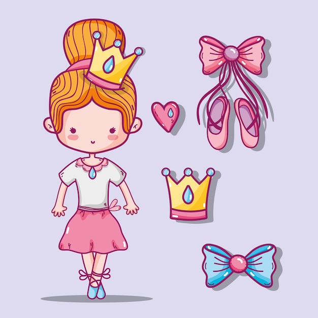 Vector set ballet accesories decoration design vector illustration