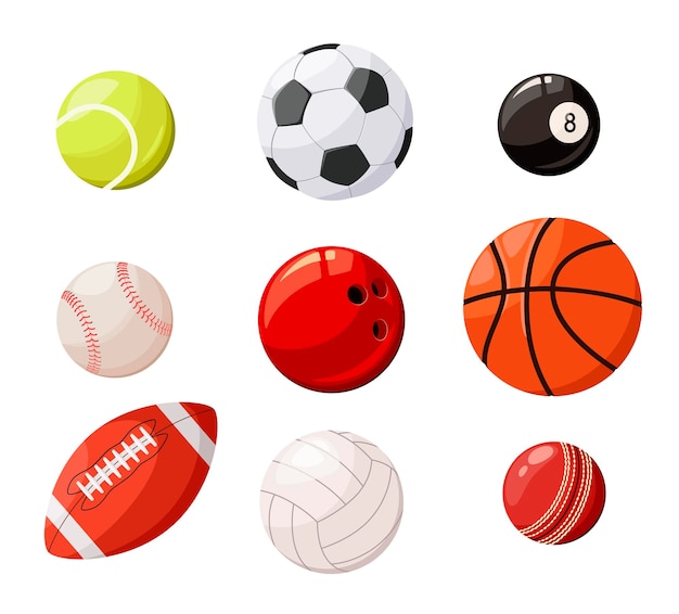 Vector a set of balls for sports games on a white background.