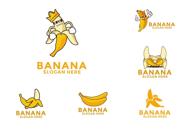 Set of Banana Cartoon logo vector design