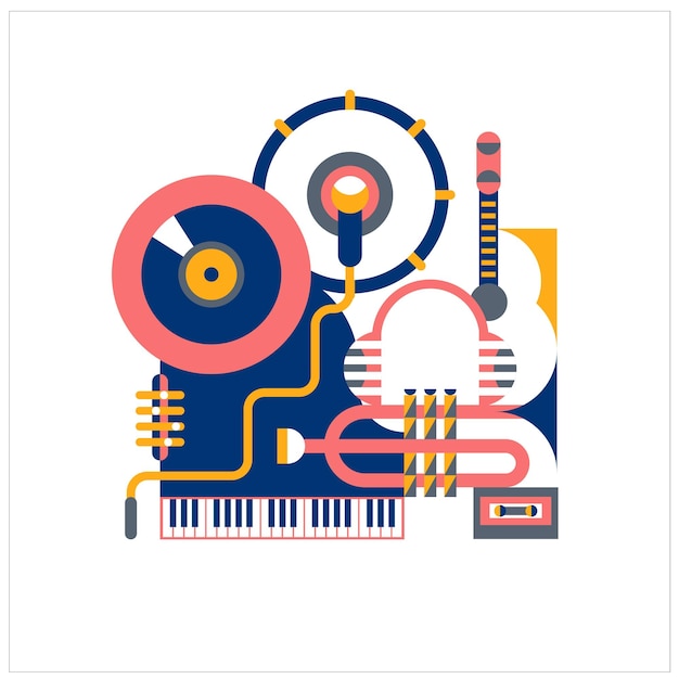 Vector set of band instrument in geometric concept