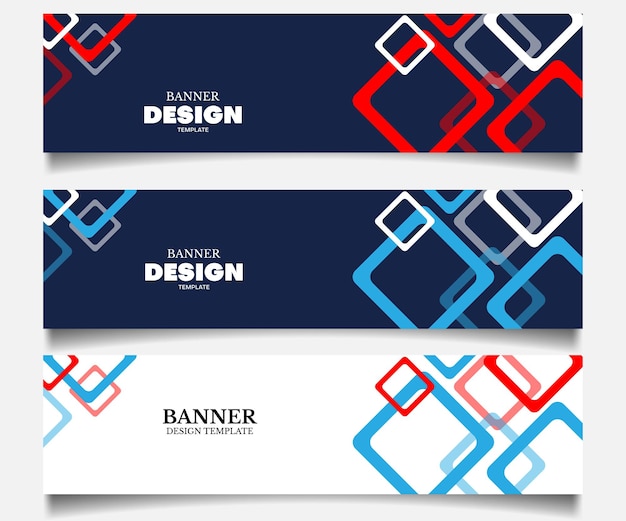Vector set of banner design template with 3 option