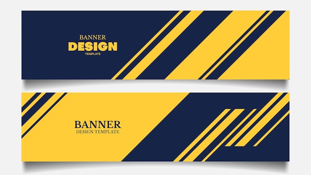 Набор шаблонов дизайна баннера с синим и желтым