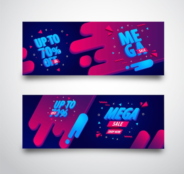 Vector set banner mega sale