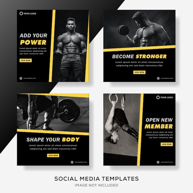 Set banner template  for gym, fitnes  