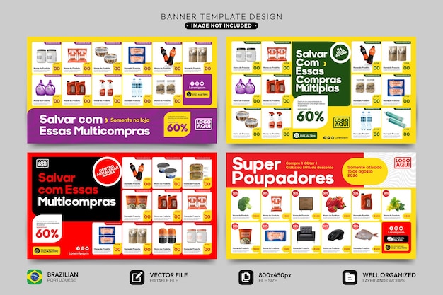 set of banner templates for supermarket product catalog