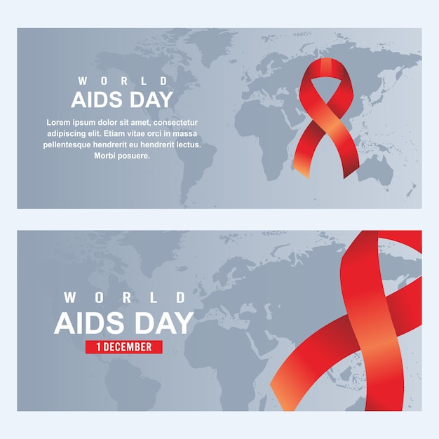 Vector set banner with world aids day