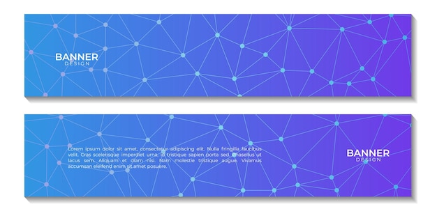 Vettore set di banner astratto sfondo geometrico colorato con motivo a forma di triangolo e molecolare