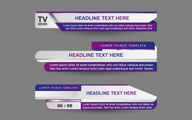 Установите баннеры и нижние трети для новостного канала фиолетовым и белым цветом