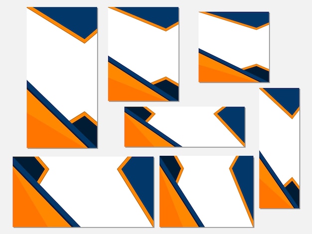 A set of banners for a company called the orange and blue.