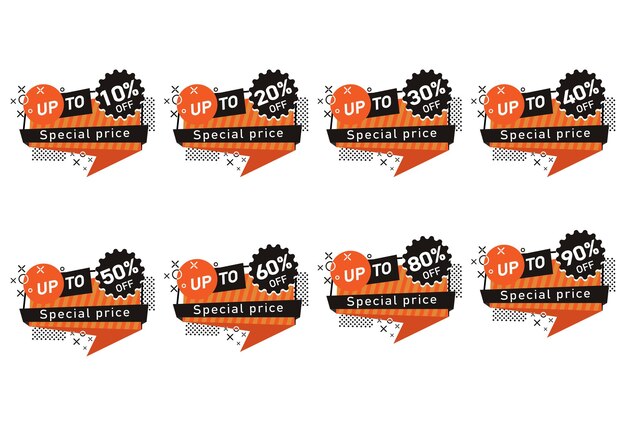 Set of banners discount percent geometry vector