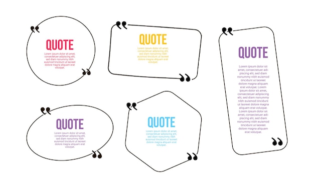 Vector set banners frame voor citaten spraakballon pictogrammalplaatje met een tekstvak erin