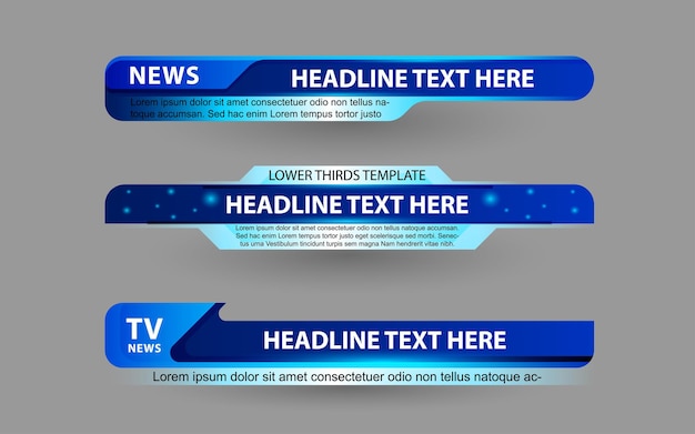 Vector set banners and lower thirds for news channel with blue color