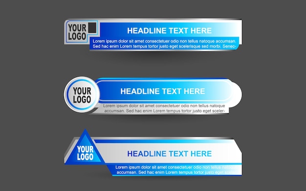 Set banners and lower thirds for news channel with blue and white color