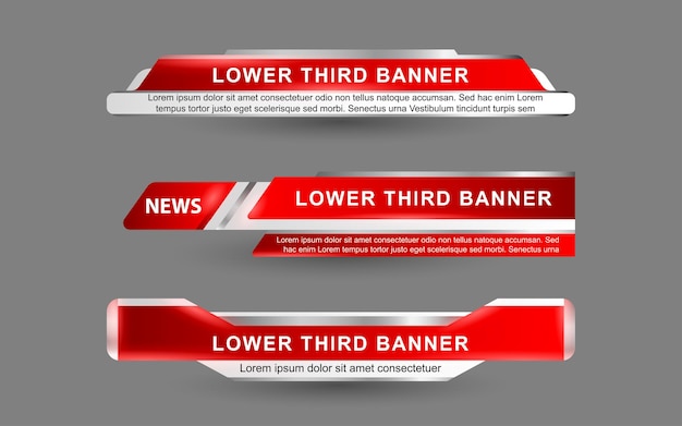 Set banners and lower thirds for news channel with red and white color