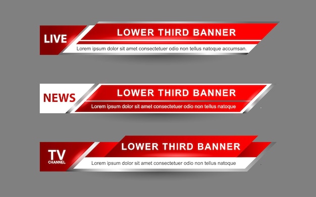 Set banners and lower thirds for news channel with white and red color