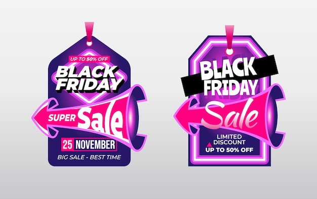 Vector set of the banners, tags or labels for black friday