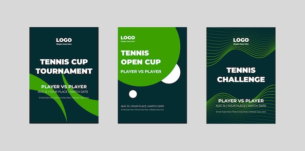 A set of banners for a tennis open cup.