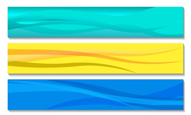 Set of banners with blue and yellow waves Vector illustration Eps 10