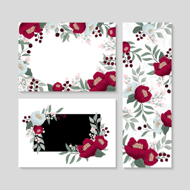 Set of banners with delicate pattern flowers.
