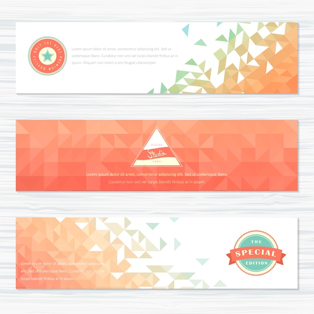 Set of banners with different geometric designs