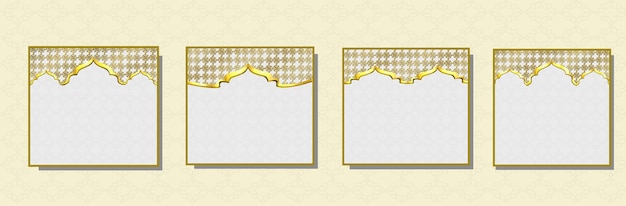 A Set of Banners with Gold and White Bows and the 3D Design Middle East Ornament On Them