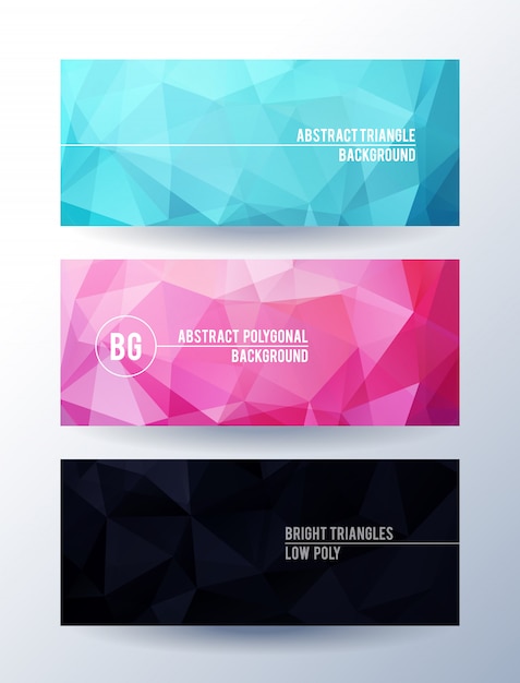 Set of banners with polygonal abstract background