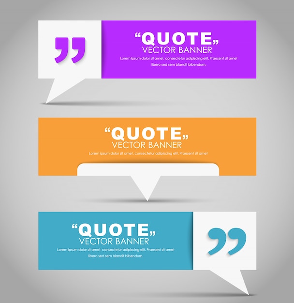 Vector set of banners with a quote bubble