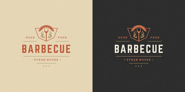 Set barbecue grill steak house-logo's