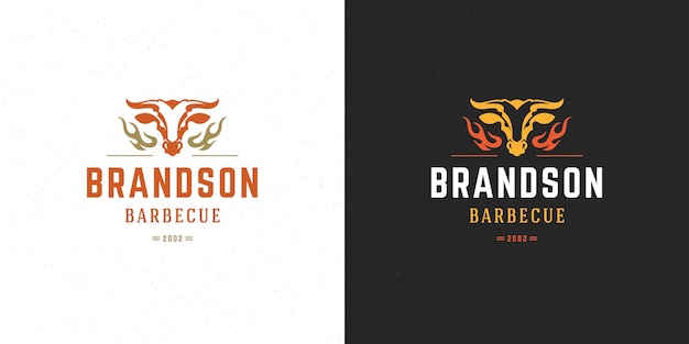 Set of Barbecue grill steak house logos