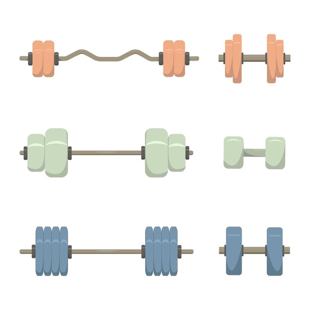 Set of barbells and dumbbells