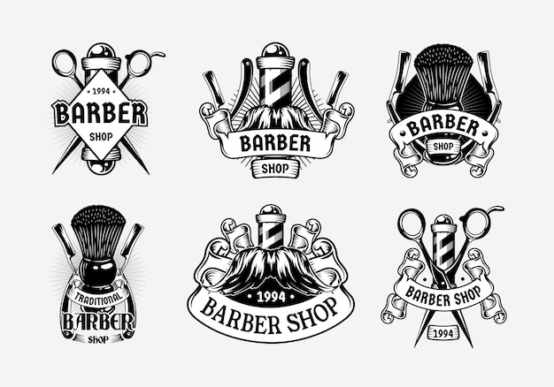 Impostare il modello logo vintage barbiere