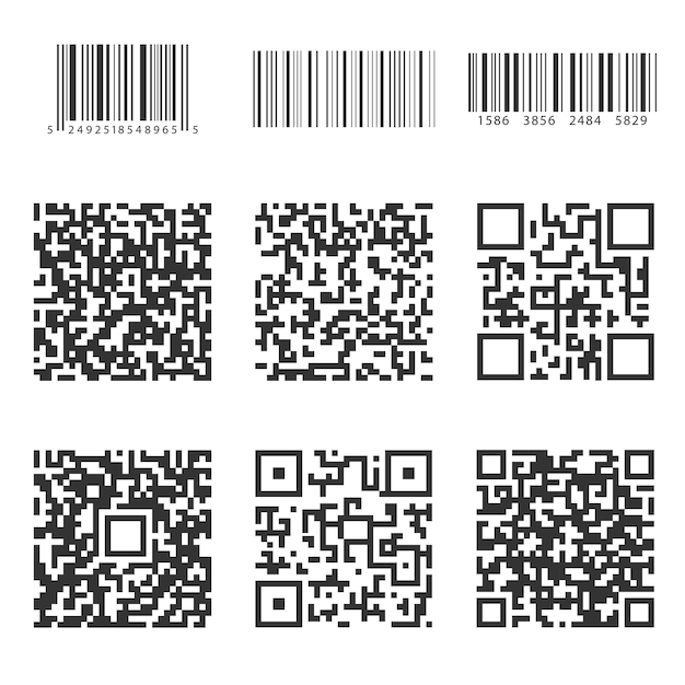 Vector a set of barcodes and qr codes for digital identification vector illustration