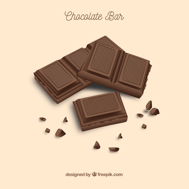 Set of bars and pieces with different chocolates